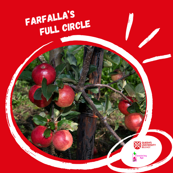 Red background thumbnail including photo of an apple tree